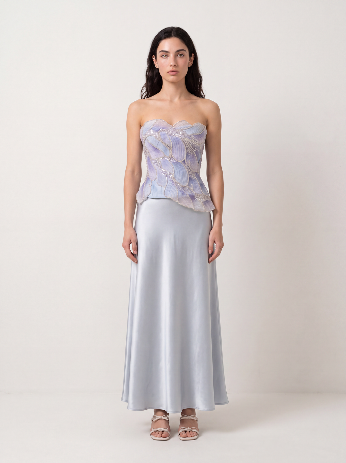 Sadri Couture Celeste Embellished Corset with hand-finished embellishment, front view.