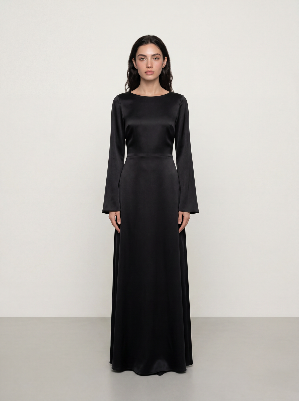 Sadri Couture Infinite Dress, a fluid crepe-back satin maxi dress.