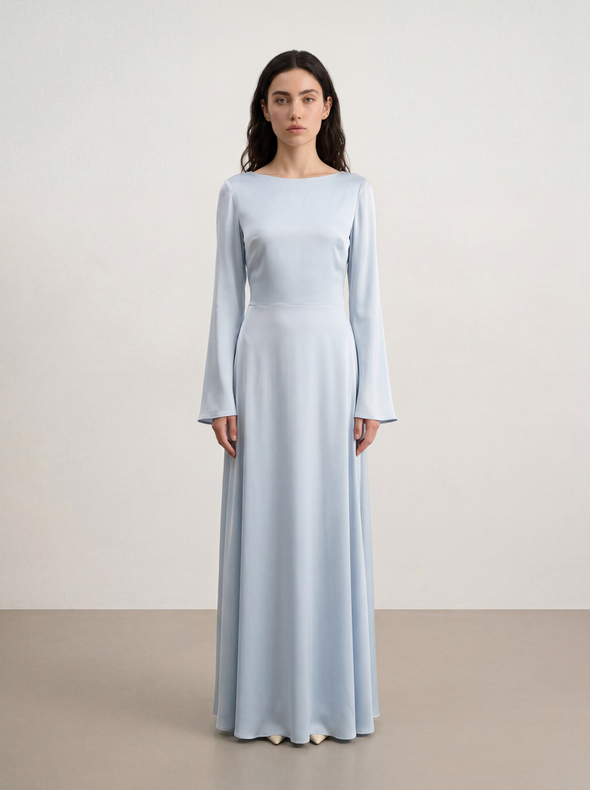 Sadri Couture Infinite Dress, a fluid crepe-back satin maxi dress.