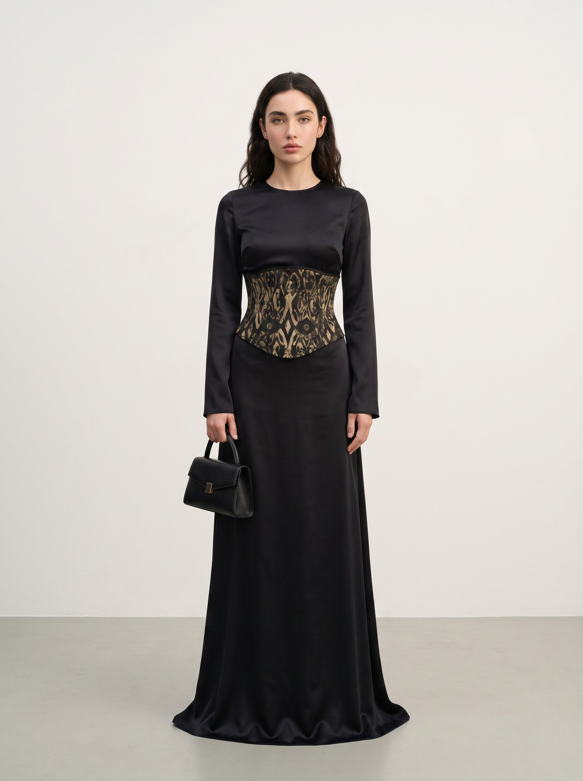 Sadri Couture Marvorid Reversible Ikat Corset Belt, front view.