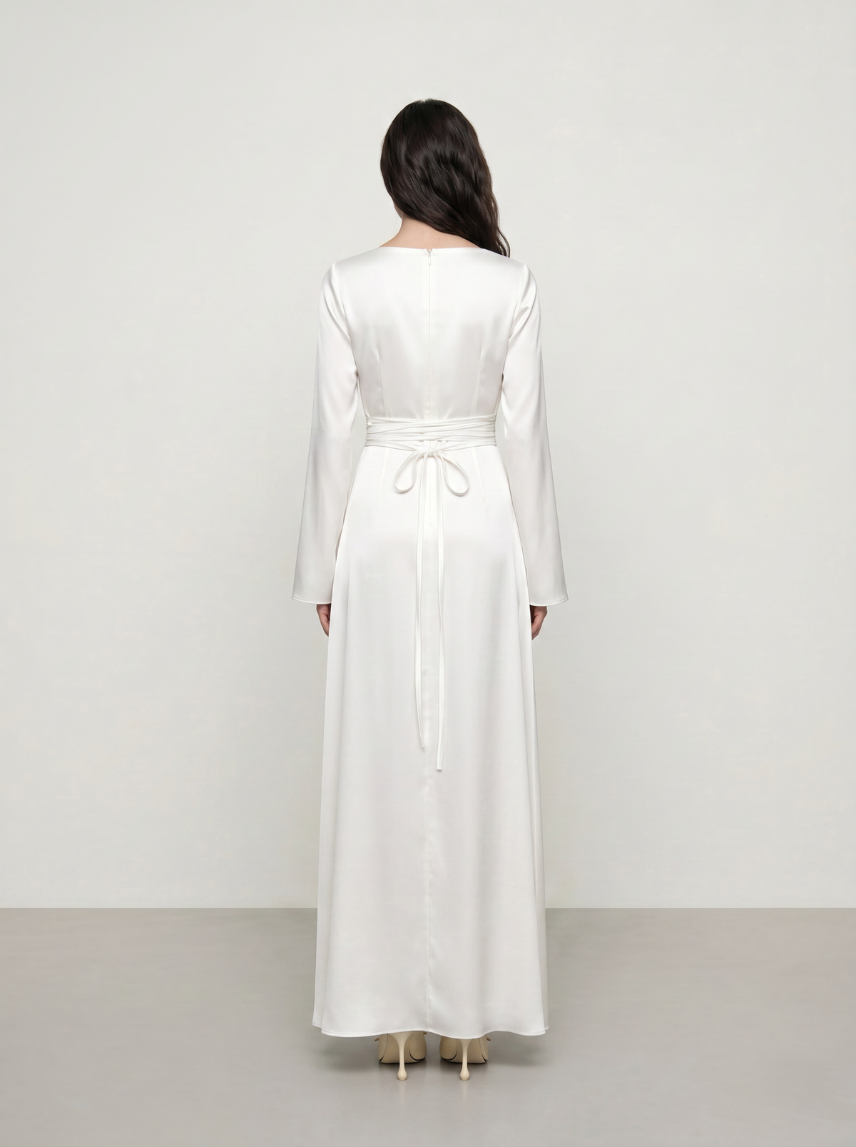 Sadri Couture Infinite Dress, a fluid crepe-back satin maxi dress.