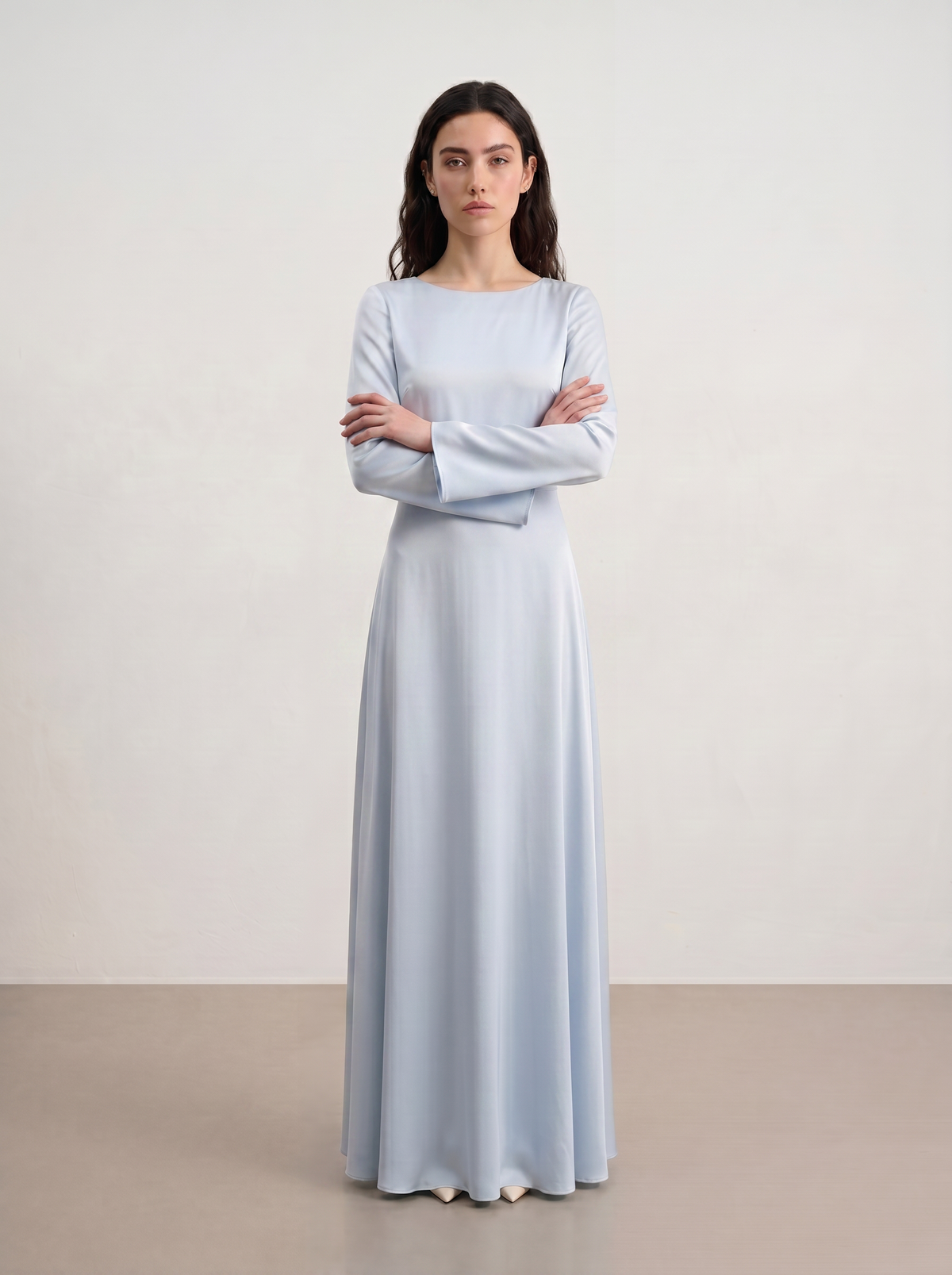 Sadri Couture Infinite Dress, a fluid crepe-back satin maxi dress.