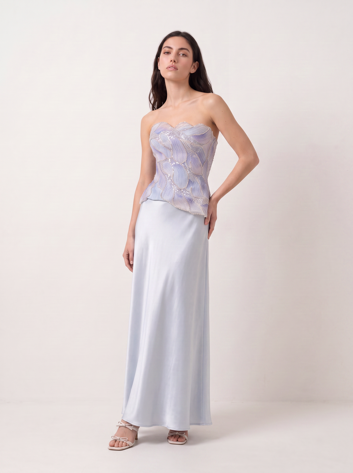 Sadri Couture Celeste Embellished Corset with hand-finished embellishment, back view.
