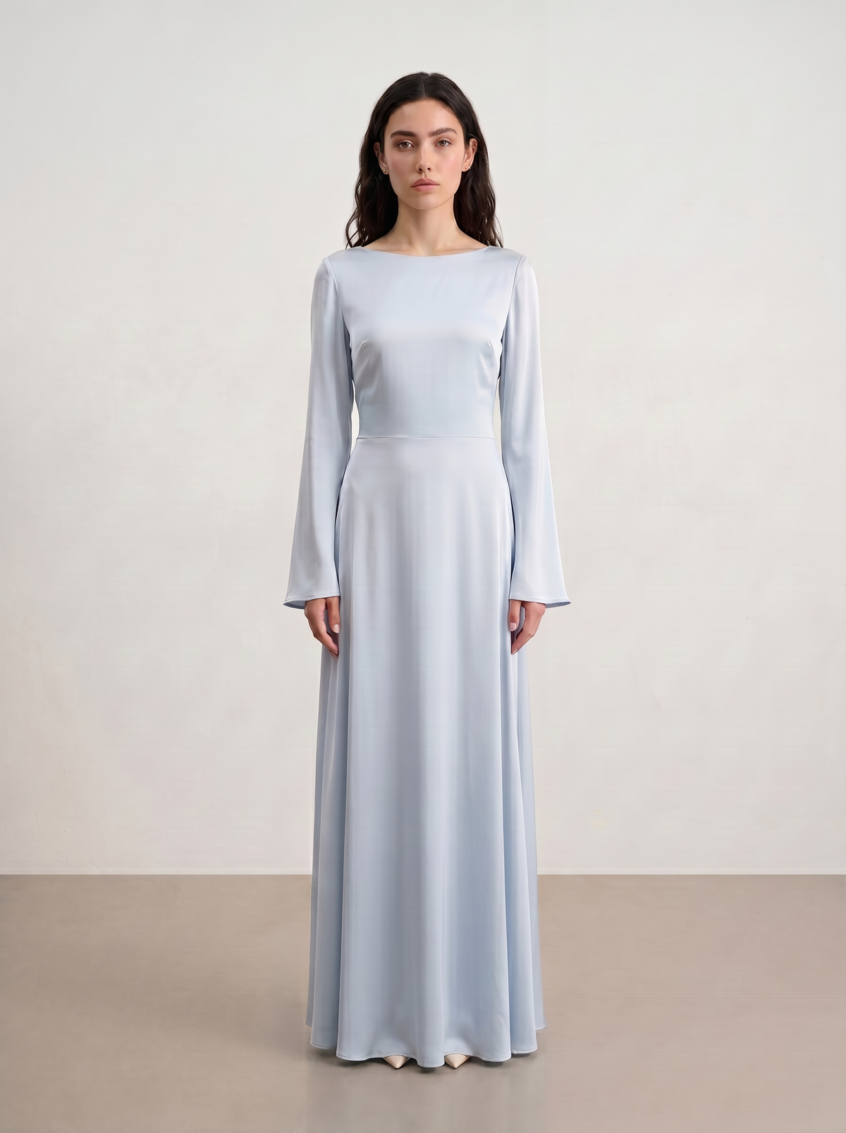 Sadri Couture Infinite Dress, a fluid crepe-back satin maxi dress.