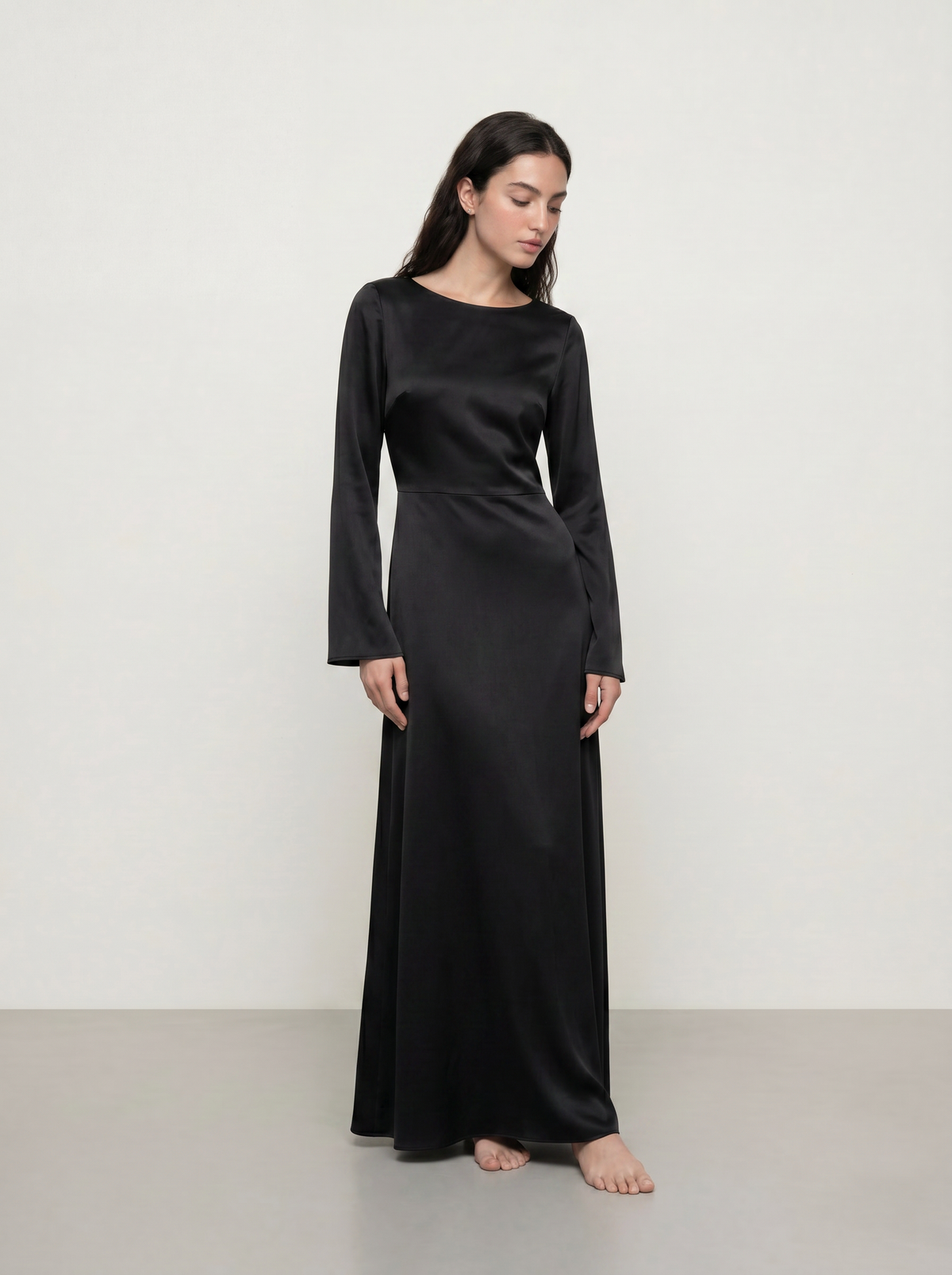 Sadri Couture Infinite Dress, a fluid crepe-back satin maxi dress.