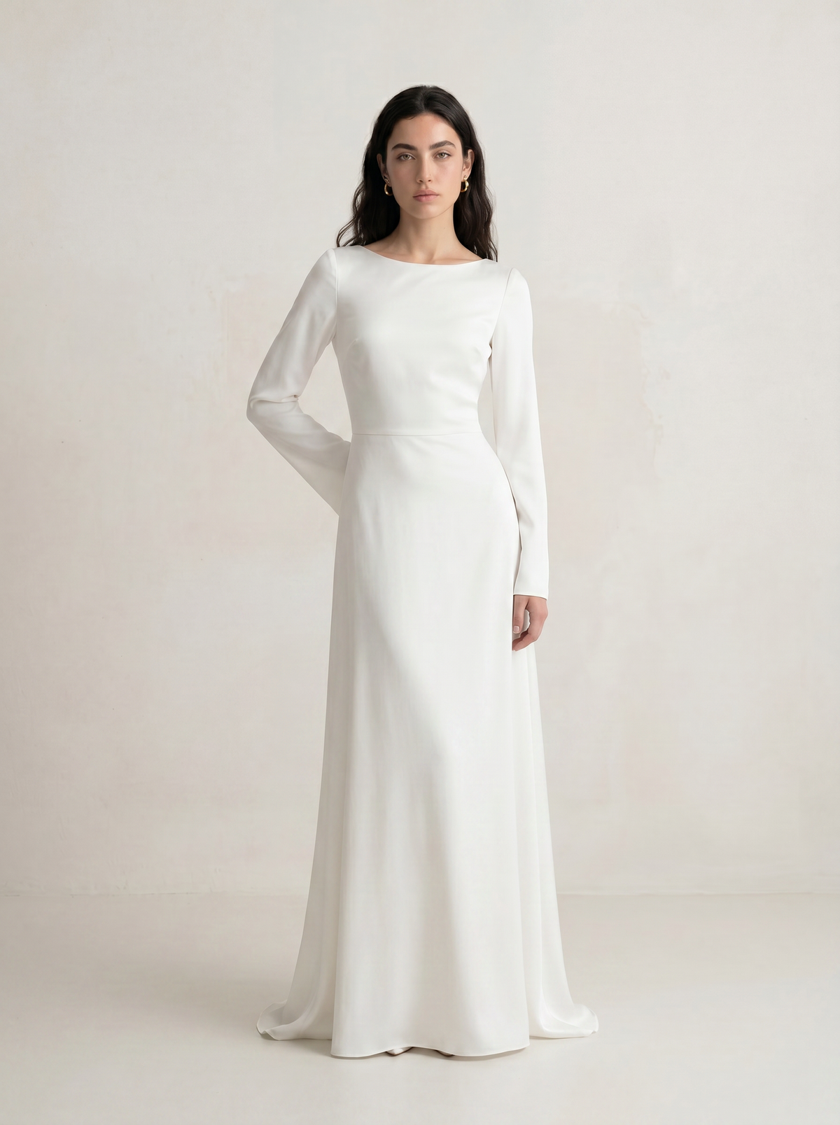 Sadri Couture Infinite Dress, a fluid crepe-back satin maxi dress.
